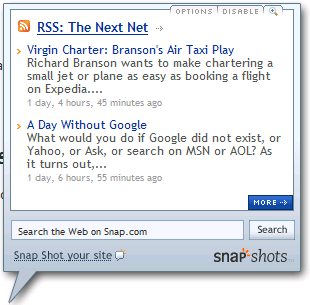 Snapshot released RSS Shots and MySpace Profile shots