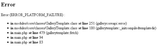 Gallary2 Platform Failure Error Fix