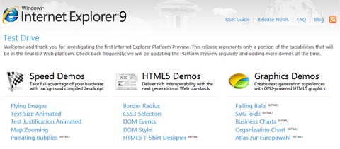 Internet Explorer 9 Test Drive